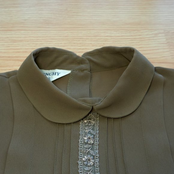 Vintage Givenchy Women's Green Polyester Top Blouse, Back Buttons, Size M - Picture 4 of 9